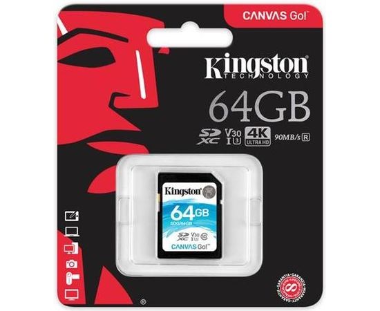 Карта памяти SD 64GB Class 10 U3 Kingston SDG/64GB