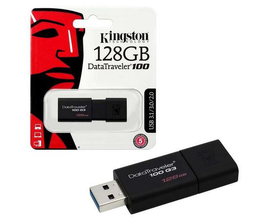 USB Флеш 128GB 3.0 Kingston DT100G3/128GB черный