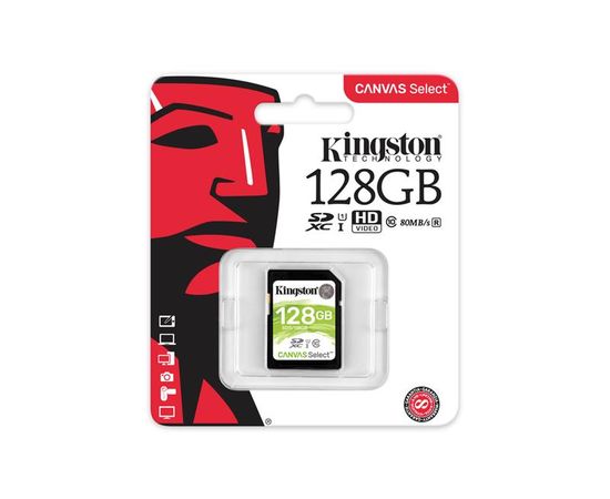 Карта памяти SD 128GB Class 10 U1 Kingston SDS/128GB