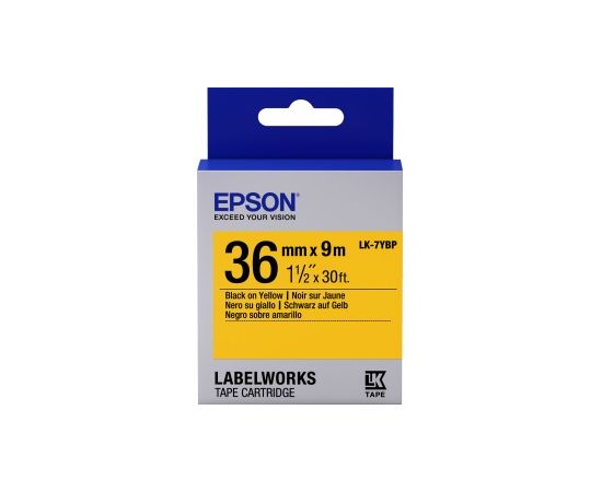 Лента Epson C53S657005 LK-7YBP Пастельная лента 36мм,Желт./Черн., 9м