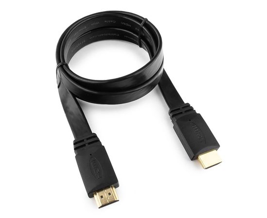 Кабель HDMI Cablexpert CC-HDMI4F-1M, 1м, v2.0, 19M/19M, плоский кабель, черный, позол.разъемы, экран