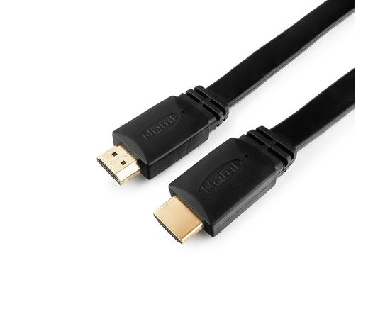 Кабель HDMI Cablexpert CC-HDMI4F-6, 1.8м, v2.0, 19M/19M, плоский кабель, черный, позол.разъемы,экран