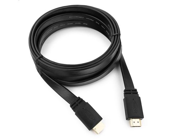 Кабель HDMI Cablexpert CC-HDMI4F-10, 3м, v1.4, 19M/19M, плоский кабель, черный, позол.разъемы, экран