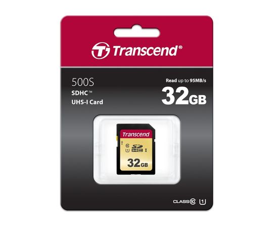 Карта памяти SD 32GB Class 10 U1 Transcend TS32GSDC500S