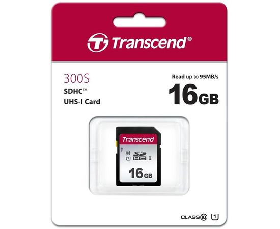 Карта памяти SD 16GB Class 10 U1 Transcend TS16GSDC300S