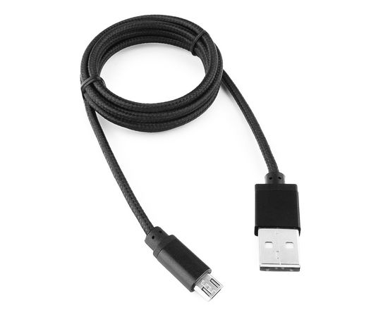Кабель USB 2.0 Cablexpert CC-mUSB2bk1m, USB-MicroUSB, 1м, нейлон оплет, алюмразъемы, черный.