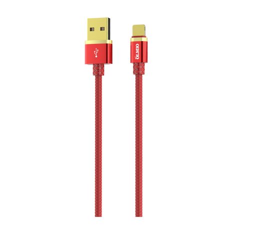 Кабель OLMIO DELUXE, USB 2.0 - Type-C, 1м, 2.1A, красный