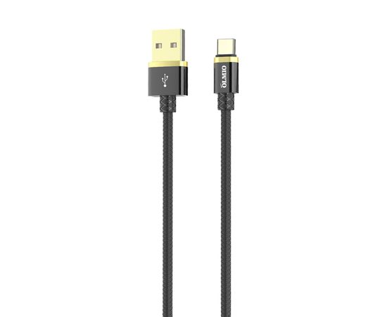 Кабель Olmio Deluxe, USB 2.0 - Type-C, 1м, 2.1A, черный