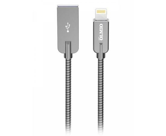 Кабель Olmio Steely, USB 2.0 - lightning, 1.2м, 2.1A, серый