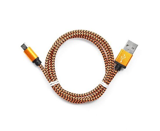 Кабель USB 2.0 Cablexpert CC-mUSB2oe1m, USB-MicroUSB, 1м, нейлоновая оплетка, алюм разъемы, оранжев
