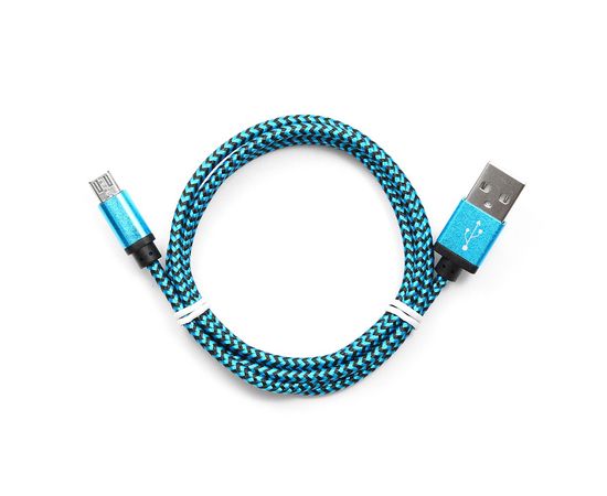 Кабель USB 2.0 Cablexpert CC-mUSB2bl1m, USB-MicroUSB, 1м, нейлоновая оплетка, алюм разъемы, синий
