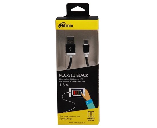 Кабель Ritmix RCC-311 MicroUSB-USB черный