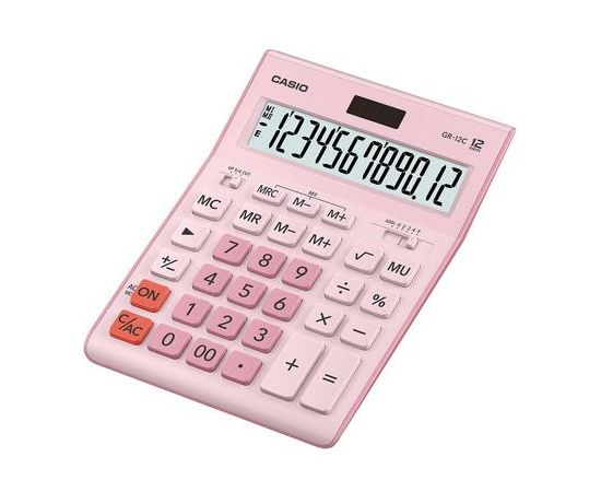 Калькулятор настольный CASIO GR-12C-PK-W-EP розовый