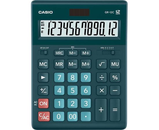 Калькулятор настольный CASIO GR-12C-DG-W-EP зеленый