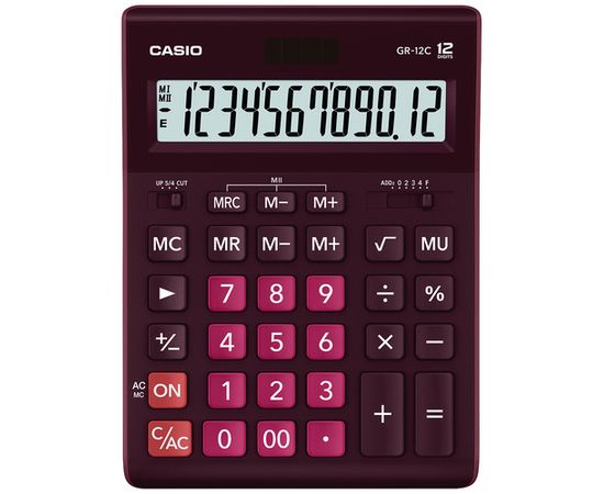 Калькулятор настольный CASIO GR-12C-WR-W-EP бордовый