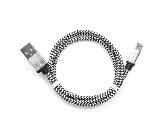 Кабель USB 2.0 Cablexpert CC-mUSB2sr1m, USB-MicroUSB, 1м, нейлоновая оплетка, алюм разъемы, серебри