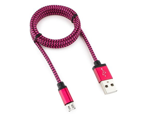 Кабель USB 2.0 Cablexpert CC-mUSB2pe1m, USB-MicroUSB, 1м, нейлоновая оплетка, алюм разъ, фиол