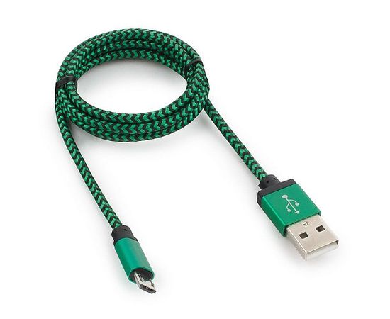 Кабель USB 2.0 Cablexpert CC-mUSB2gn1m, USB-MicroUSB, 1м, нейлоновая оплетка, алюм разъемы, зеленый