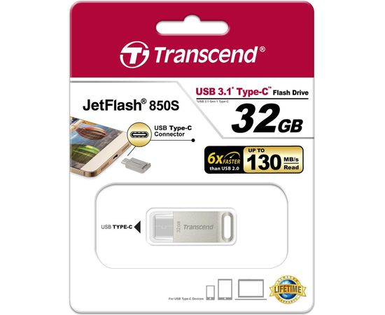 USB Флеш 32GB 3.1 Transcend TS32GJF850S type C металл