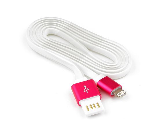 Кабель USB 2.0 Cablexpert CC-ApUSBr1m, AM/Lightning 8P, 1м, мультиразъем USB A, силикон шнур, розов.