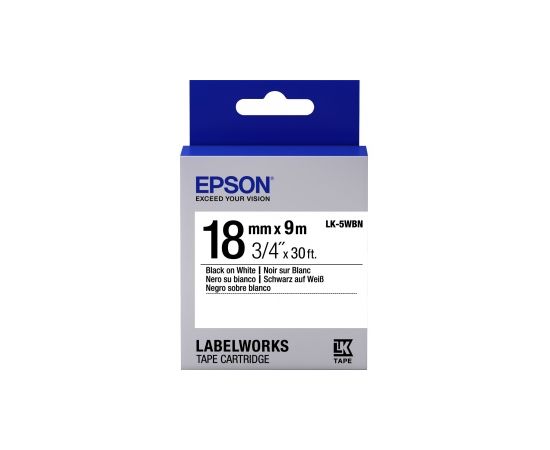 Лента Epson C53S655006 LK5WBN Стандартная лента 18мм, Бел./Черн., 9м
