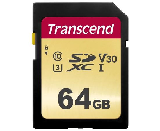 Карта памяти SD 64GB Class 10 U3 Transcend TS64GSDC500S