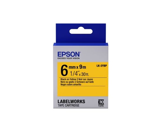 Лента Epson C53S652002 LK-2YBP Пастельная лента 6мм, Желт./Черн.,9м