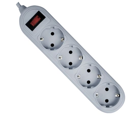 Сетевой фильтр Defender ES Lite 1.8 -1,8 М, 4 розетки, серый