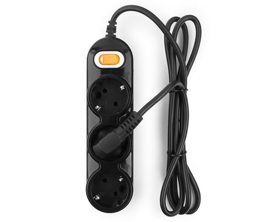 Удлинитель Power Cube PC-Y-6-3S-1,5,16А/3,5кВт 1,5 м, 3 розетки с зазамлением и выключателем, чёрный