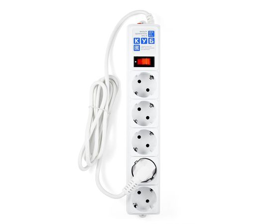 Сетевой фильтр Power Cube SPG-B-6-WHITE, 10А/2,2кВт, 1,9м, 5 розеток белый