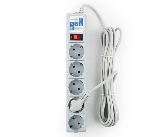 Сетевой фильтр Power Cube SPG-B-15, 10А/2,2кВт, 5м,  5 розеток серый