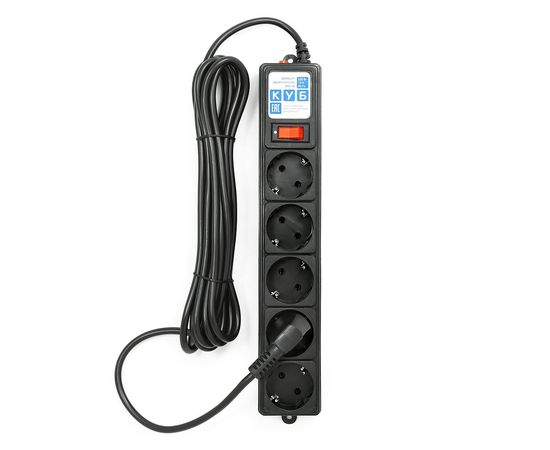 Сетевой фильтр Power Cube SPG-B-15-BLACK, 10А/2,2кВт, 5м, 5 розеток чёрный