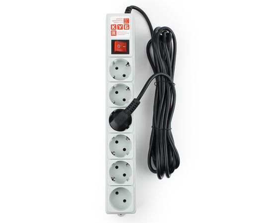 Сетевой фильтр Power Cube SPG(5+1)-B-15, 10А/2,2кВт, 5м, 6 розеток серый