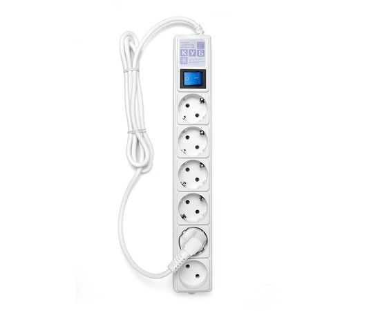 Сетевой фильтр Power Cube SPG(5+1)-16B-1,9М, 16А/3,5кВт, 1,9м, 6 розеток, белый