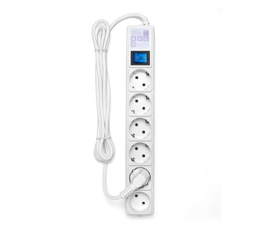 Сетевой фильтр Power Cube SPG(5+1)-16B-3М, 16А/3,5кВт, 3м, 6 розеток, белый