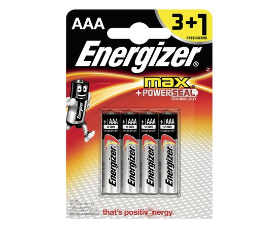 Элемент питания LR03 АAA Energizer MAX  Alkaline 3+1 штуки в блистере АКЦИЯ