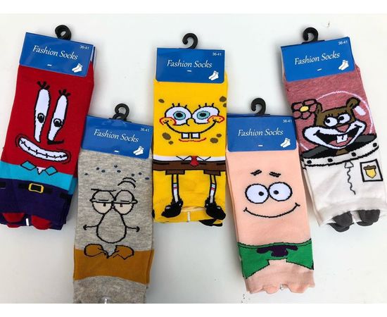 Женские носочки с героями мультика "Губка-боб"