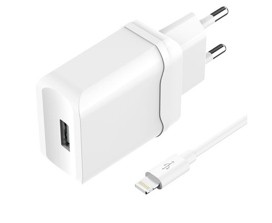 Зарядное устройство сетевое Olmio USB, 2.4A, Smart IC +lightning кабель
