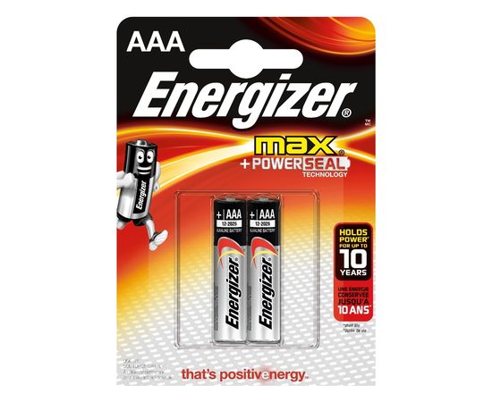 Элемент питания LR03 AAA Energizer MAX  Alkaline 2 штуки в блистере.