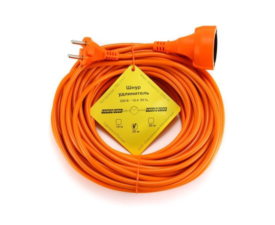 Силовой удлинитель в бухте Power Cube PC-L1-B-20, 10 А/2,2 кВт, 20 м, 1 розетка б/з, оранжевый