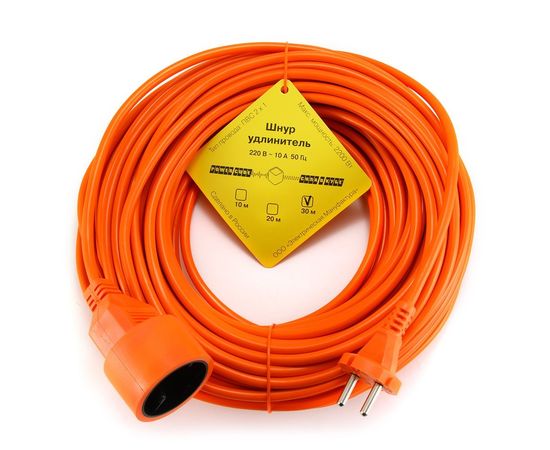 Силовой удлинитель в бухте Power Cube PC-L1-B-30, 10 А/2,2 кВт, 30 м, 1 розетка б/з, оранжевый
