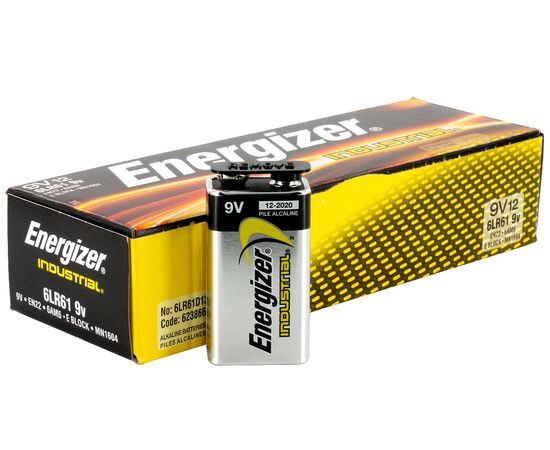 Элемент питания Energizer Industrial EN22 9V (крона) 12 батареек в коробке