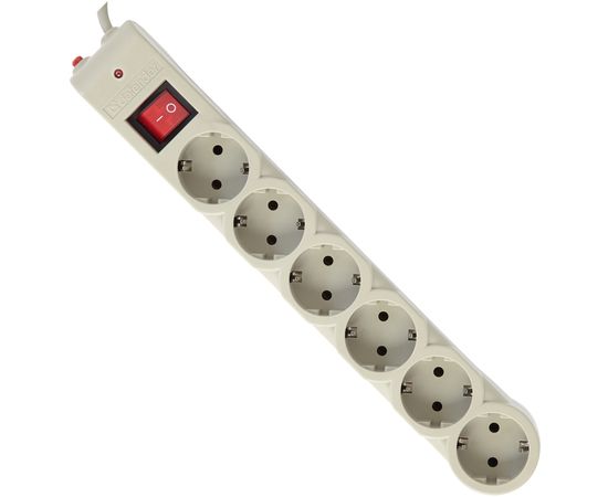 Сетевой фильтр Defender DFS 605 - 5 М, 6 розеток, серый