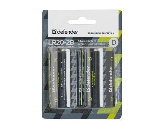 Элемент питания LR20 D Defender Alkaline LR 20 -2 штуки в блистере
