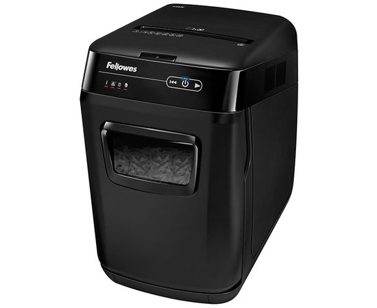 Шредер Fellowes® AutoMax® 150C, автоподача, DIN P-4, 4х38мм, 150лст. авто, 8 ручн., 32 лтр., авторев