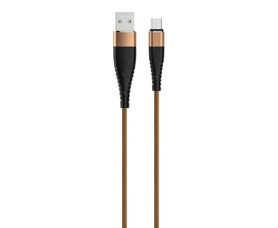Кабель Olmio Solid, USB 2.0 - Type-C, 1.2м, 2.1A, усиленный, цвет капучино