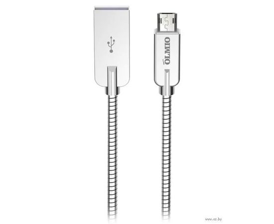 Кабель Olmio Steely, USB 2.0 - microUSB, 1.2м, 2.1A, серый