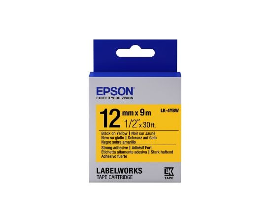 Лента Epson C53S654014 LK4YBW Повышенной адгезии 12мм, Желт./Черн., 9м