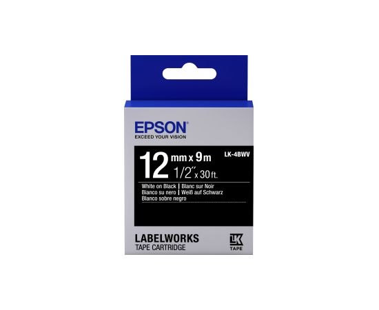 Лента Epson C53S654009 LK-4BWV9 Яркая лента 12мм, Черн./Бел., 9м