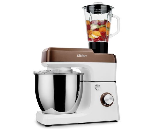 Планетарный миксер Kitfort КТ-1339-2 бело-коричневый